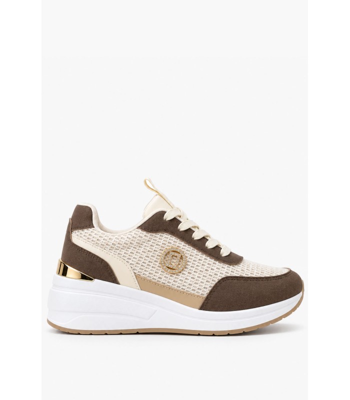 Καφέ sneaker με mesh και υπερυψωμένη σόλα