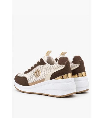 Καφέ sneaker με mesh και υπερυψωμένη σόλα