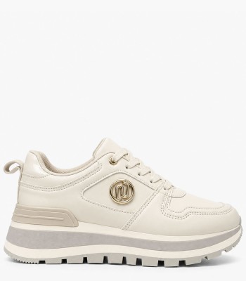 Μπεζ chunky sneakers με χρυσή λεπτομέρεια