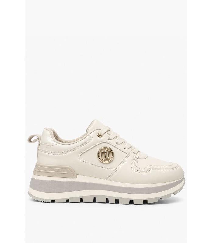 Μπεζ chunky sneakers με χρυσή λεπτομέρεια