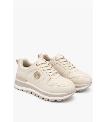 Μπεζ chunky sneakers με χρυσή λεπτομέρεια