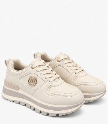 Μπεζ chunky sneakers με χρυσή λεπτομέρεια