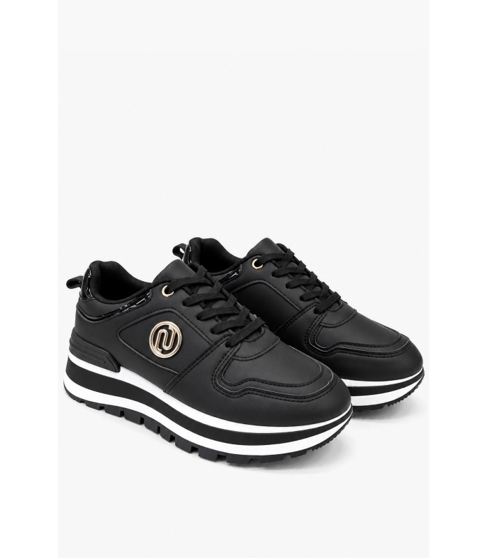 Μαύρα chunky sneakers με χρυσή λεπτομέρεια