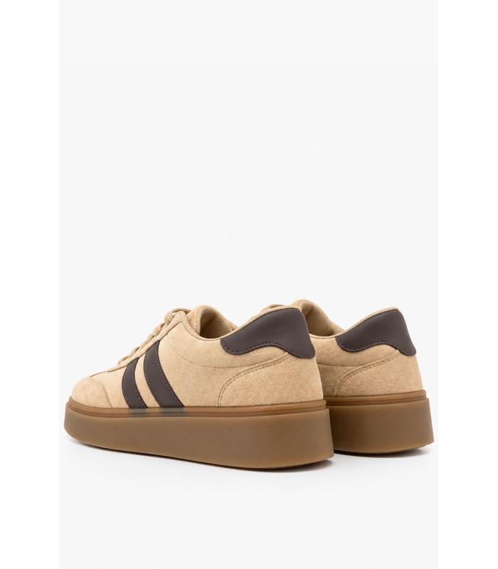 Μπεζ sneakers με καφέ λεπτομέρειες και gum σόλα