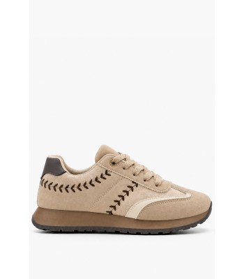 Μπεζ sneakers suede με κεντημένες λεπτομέρειες