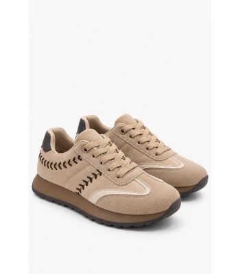 Μπεζ sneakers suede με κεντημένες λεπτομέρειες