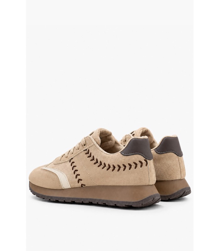 Μπεζ sneakers suede με κεντημένες λεπτομέρειες