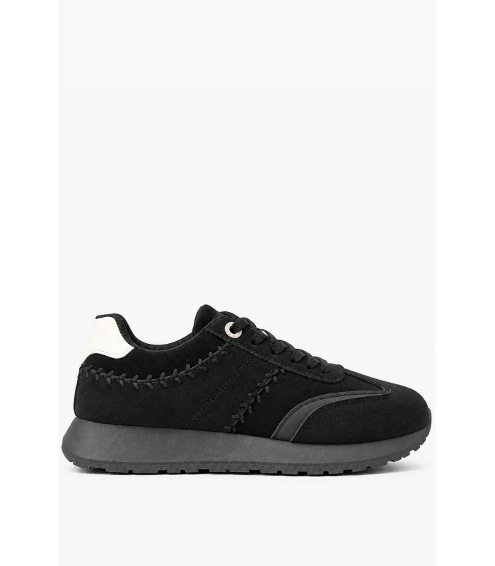 Μαύρα sneakers suede με κεντημένες λεπτομέρειες