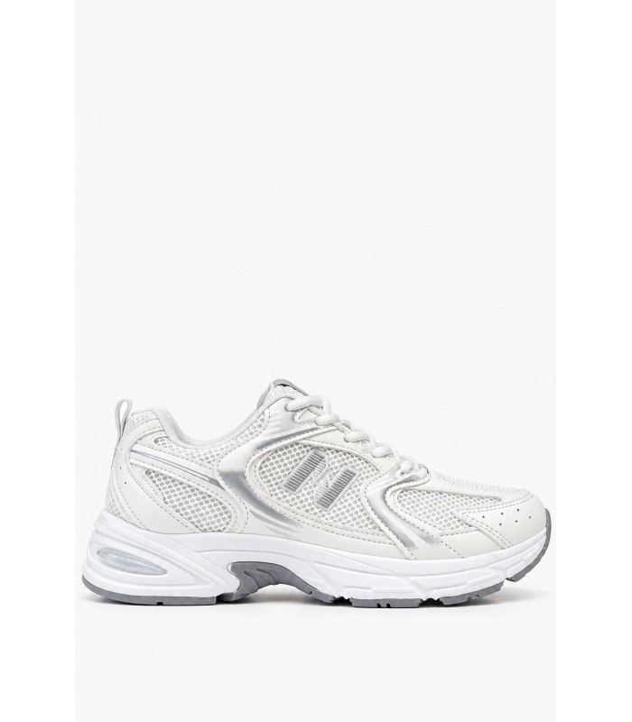 Λευκά sneakers με ασημί λεπτομέρειες και sport σχεδιασμό