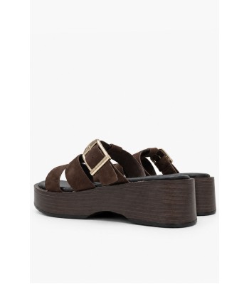 Καφέ flatform με αγκράφα και λουράκια