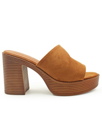 Καμελ πέδιλο clogs με χοντρό τακούνι και suede υφή