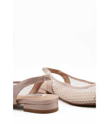 Slingback μπεζ μπαλαρίνα με δίχτυ