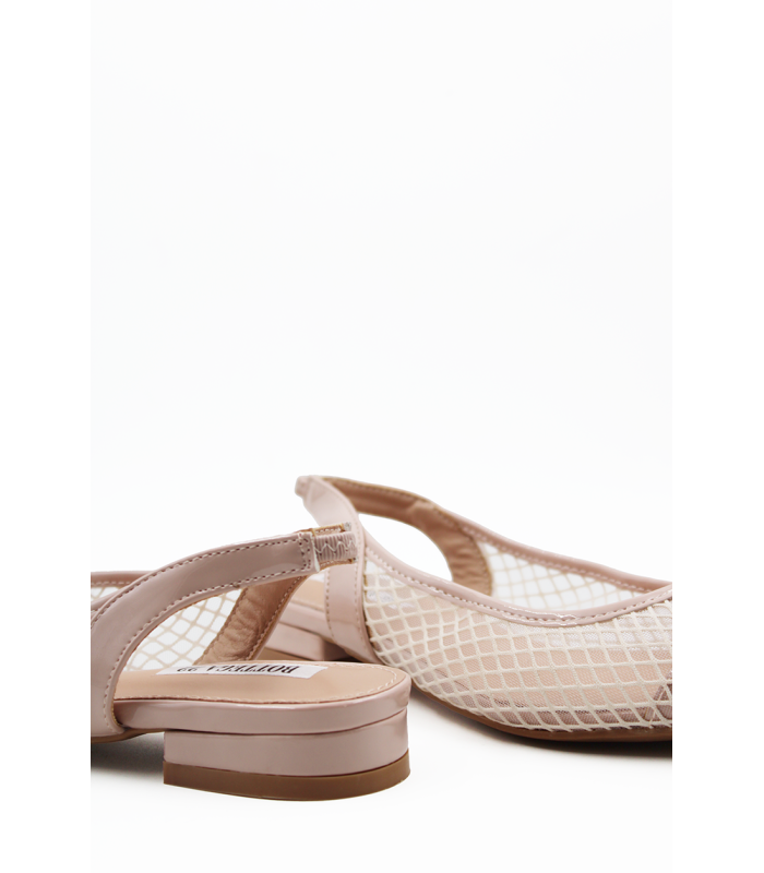 Slingback μπεζ μπαλαρίνα με δίχτυ