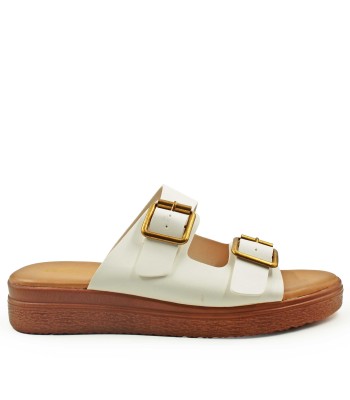 Flatform σε λευκό χρώμα με διπλή φάσα και χρυσές αγκράφες