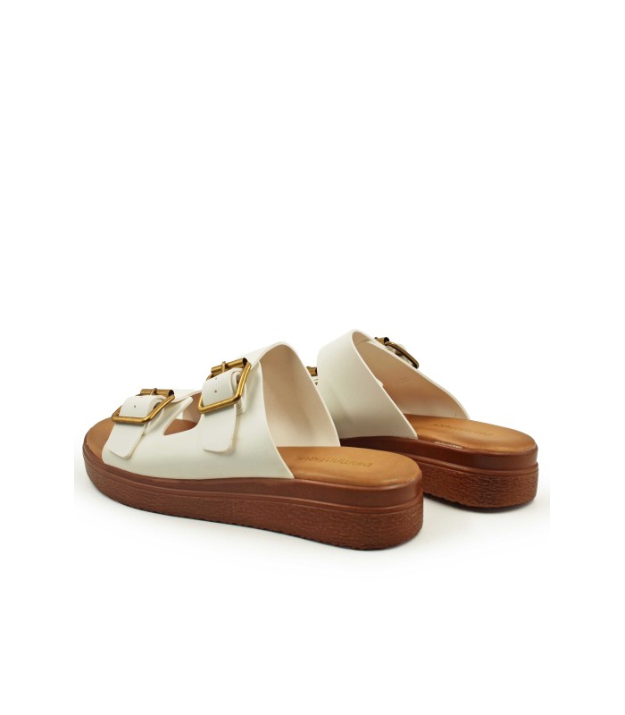 Flatform σε λευκό χρώμα με διπλή φάσα και χρυσές αγκράφες