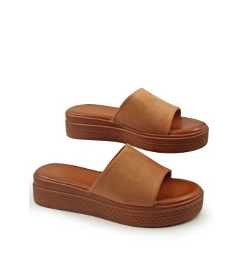 Flatform σε κάμελ χρώμα με φαρδιά φάσα και ανατομικό πάτημα