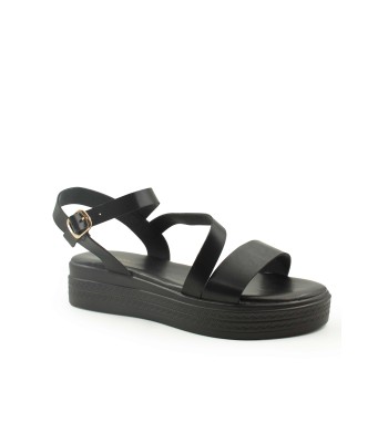 Μαύρο flatform με λουράκι στον αστράγαλο