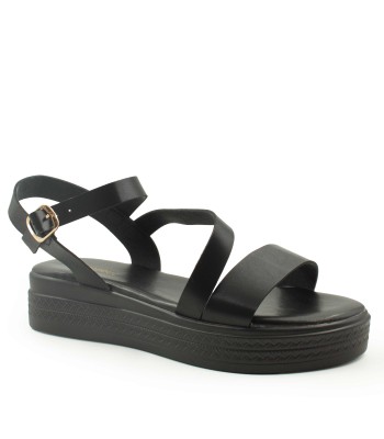 Μαύρο flatform με λουράκι στον αστράγαλο