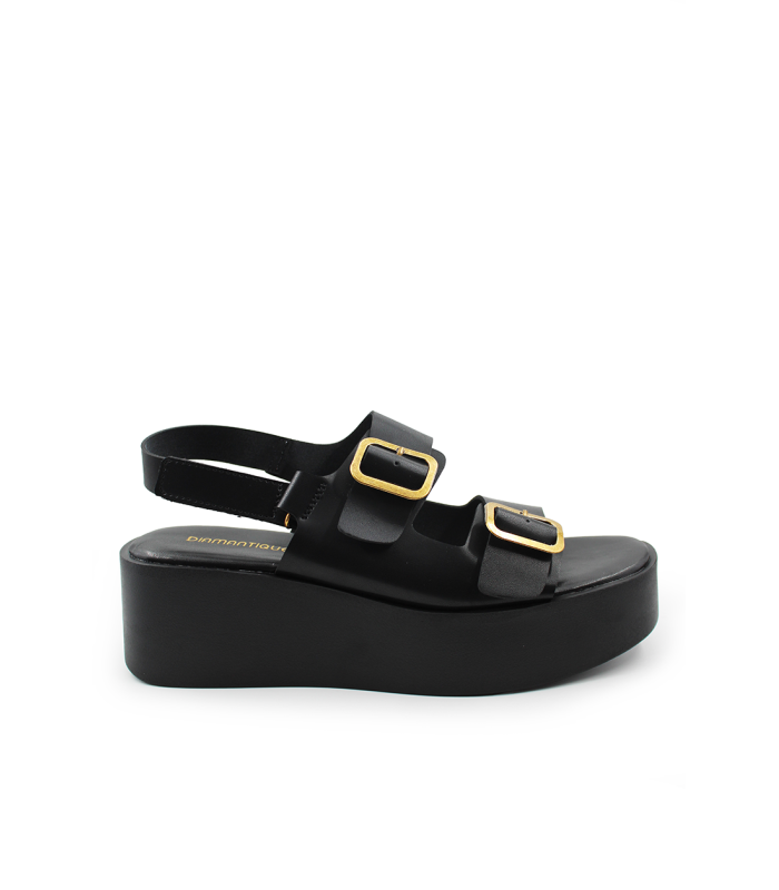 Flatform με διπλή αγκράφα σε μαύρο χρώμα