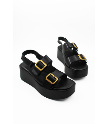 Flatform με διπλή αγκράφα σε μαύρο χρώμα