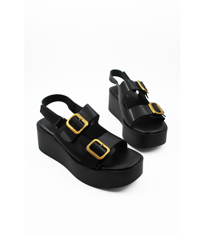 Flatform με διπλή αγκράφα σε μαύρο χρώμα