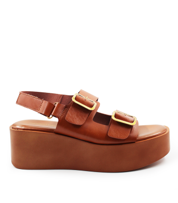 Flatform με διπλή αγκράφα σε καφέ χρώμα