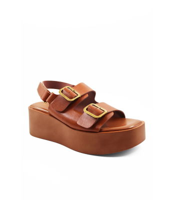 Flatform με διπλή αγκράφα σε καφέ χρώμα