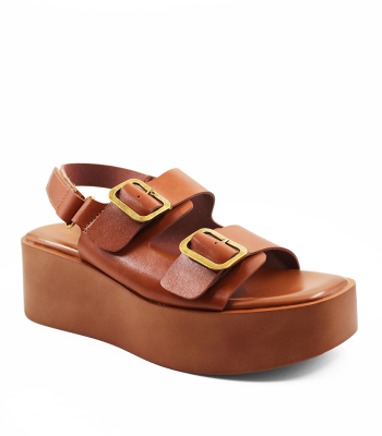 Flatform με διπλή αγκράφα σε καφέ χρώμα