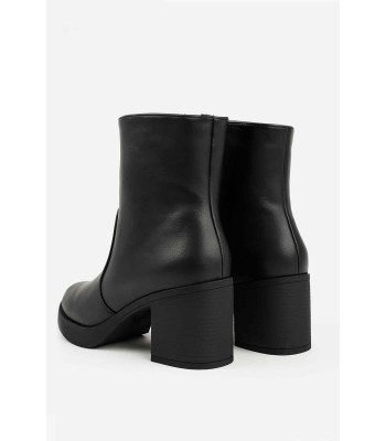 Μαύρο ankle boot με φερμουάρ και χοντρό τακούνι