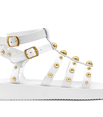 Γυναικεία σανδάλια flatform σε λευκό χρώμα
