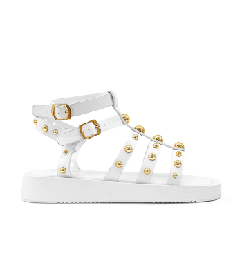 Γυναικεία σανδάλια flatform σε λευκό χρώμα