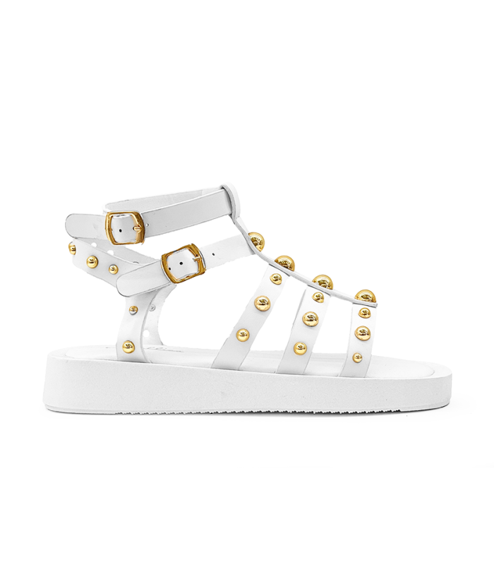 Γυναικεία σανδάλια flatform σε λευκό χρώμα
