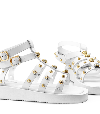 Γυναικεία σανδάλια flatform σε λευκό χρώμα