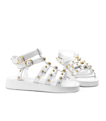 Γυναικεία σανδάλια flatform σε λευκό χρώμα