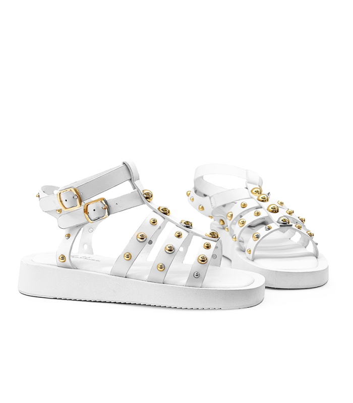 Γυναικεία σανδάλια flatform σε λευκό χρώμα