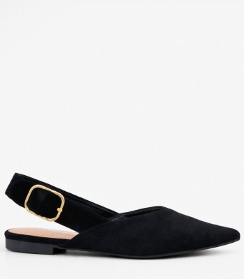 Μαύρο μυτερό mule slingback 