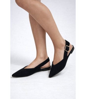 Μαύρο μυτερό mule slingback 
