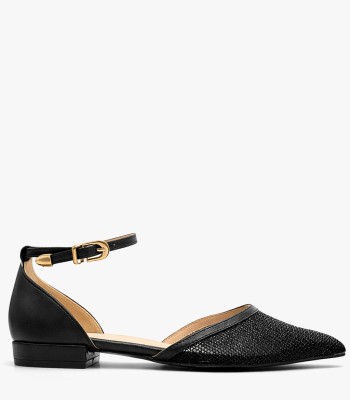 Μαύρο slingback με χαμηλό τακούνι και μυτερή γραμμή