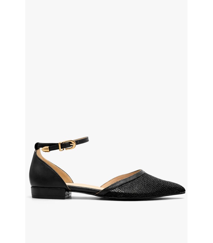 Μαύρο slingback με χαμηλό τακούνι και μυτερή γραμμή