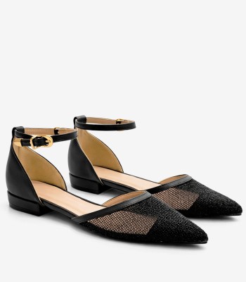 Μαύρο slingback με χαμηλό τακούνι και μυτερή γραμμή