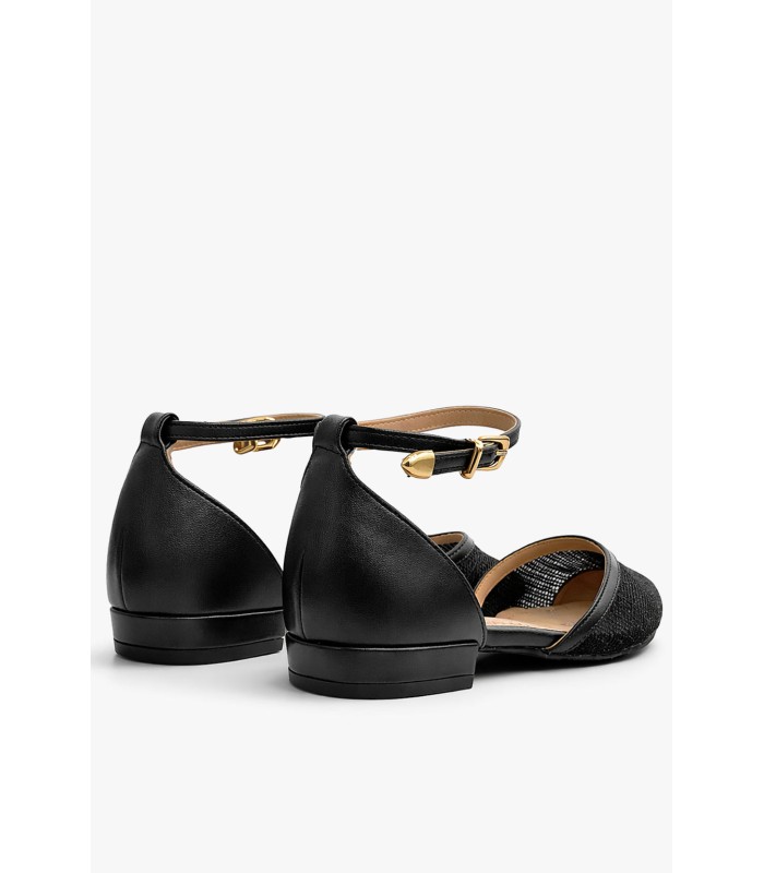 Μαύρο slingback με χαμηλό τακούνι και μυτερή γραμμή