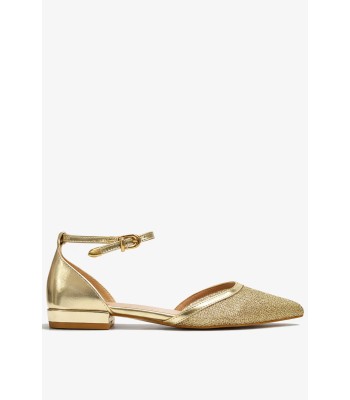 Χρυσό slingback με χαμηλό τακούνι και μυτερή γραμμή