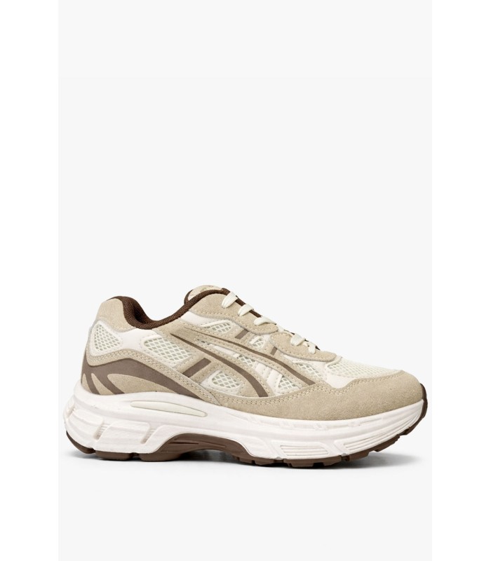 Chunky sneakers σε μπεζ αποχρώσεις με mesh και suede
