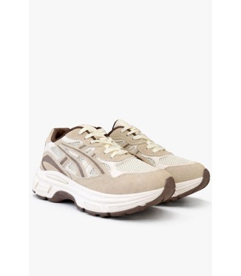 Chunky sneakers σε μπεζ αποχρώσεις με mesh και suede