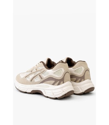 Chunky sneakers σε μπεζ αποχρώσεις με mesh και suede