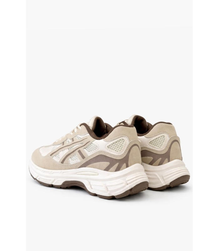 Chunky sneakers σε μπεζ αποχρώσεις με mesh και suede