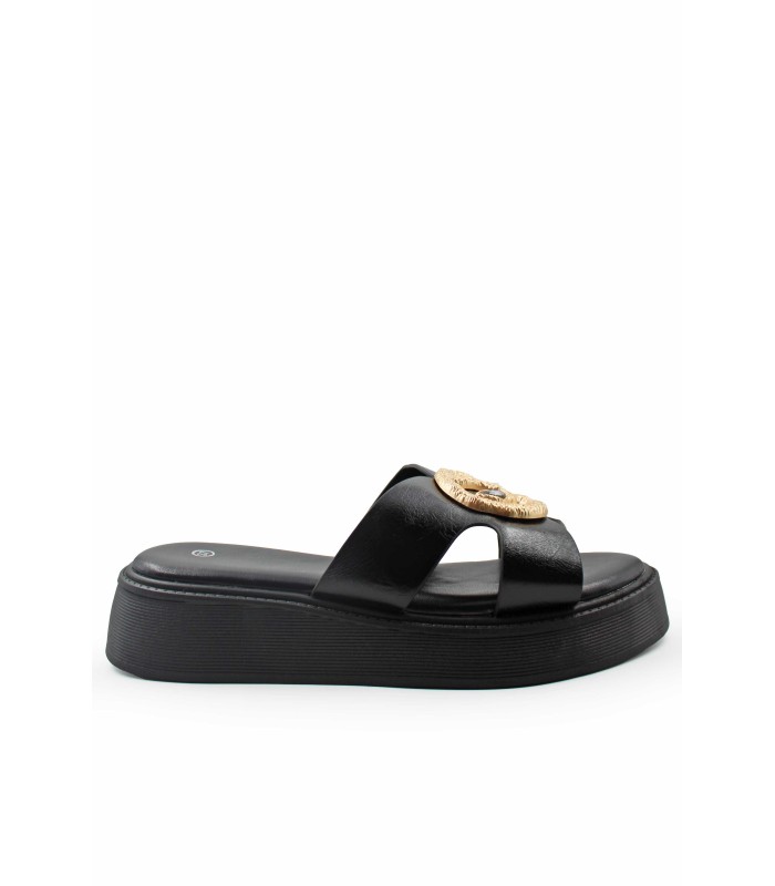 Flatform σε μαύρο χρώμα με εντυπωσιακό χρυσό διακοσμητικό