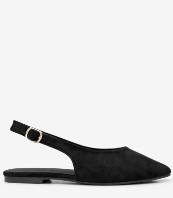 Μαύρο slingback με μυτερή γραμμή και χαμηλό τακούνι