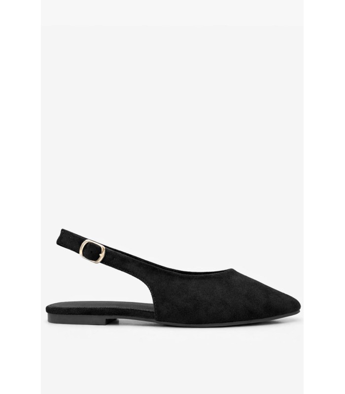 Μαύρο slingback με μυτερή γραμμή και χαμηλό τακούνι