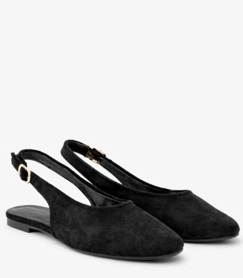 Μαύρο slingback με μυτερή γραμμή και χαμηλό τακούνι